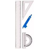 Aesco 4 Parça Çizim Seti - 30 cm Cetvel, Pergel, Gönye ve Iletki - 41 Delft Blue