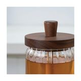 Aesco 450 ml Akasya Ahşap Kapaklı ve Kaşıklı Cam Bal Kavanozu - Vakumlu Kahvaltılık Bal, Reçel ve Pekmez Saklama Kabı - Sofralar Için Doğal Cam Sunumluk