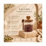 Aesco 460 ml Kalp Kulplu Kaşıklı Cam Kavanoz Akasya Ahşap Kapaklı Baharat Çay Kuruyemiş Saklama Kabı