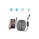 Aesco 5 Metre Endoskop Yılan Video Kamera Ios ve Android Uyumlu Led'li 8 mm Sert Kablo 2mp