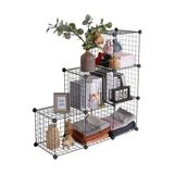 Aesco 6 Bölmeli Portatif Çok Amaçlı Metal Tel Dolap Raf Organizer - 001-Renkli
