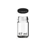 Aesco 67 ml Şeffaf Shot Kavanoz 67 cc Konserve Metal Siyah Kapaklı Cam Kavanoz 6 Adet
