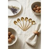 Aesco 6'lı Lüks Gold Paslanmaz Çelik Çay Kaşığı Seti (13 Cm)