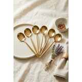 Aesco 6'lı Lüks Gold Paslanmaz Çelik Tatlı Kaşığı Seti (16 Cm)