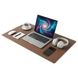 Aesco 90X40 cm Deri Mouse Pad, Çift Yönlü, Kahverengi - Ahşap