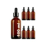 Aesco Afracam 100 ml Metal Kapaklı Damlalık Dropper Şişesi Serum 100 cc Cam Şişe 6 Adet (Siyah Kapak, Amber/kahverengi)