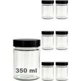 Aesco Afracam 350 ml Kavanoz Metal Derin Kapaklı 350 cc Şeffaf Reçel, Marmelat Cam Kavanoz Deep 6 Adet (Siyah Kapak) - 001-Renkli - 1 Adet - 0,21 L