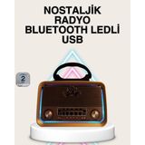 Aesco Ahşap Nostaljik Radyo Bluetooth USB Sd Kart Destekli