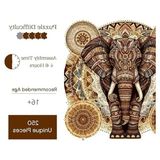 Aesco Ahşap Puzzle, Majestik Mandala Fil, 250 Parça, 29 x 28 cm Boyutunda