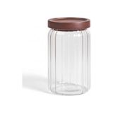 Aesco Akasya Kapaklı Çizgili Cam Kavanoz (750 Ml) | Hava Geçirmez, Modern Fitilli Tasarım Gıda Saklama Kabı | Bakliyat, Kahve, Çay ve Kuruyemiş Kavanozu (9X15 Cm)