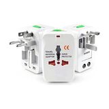 Aesco Akım Korumalı Universal Fiş Çoklu Priz CV640 Priz Çevirici Dönüştürücü Kompakt Tasarım Amerikan Fişi, Ingiliz, Türkiye 125V - 250V 13A (Beyaz)
