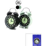 Aesco Alarm Clock NO-847 Yuvarlak Masa Çalar Saat Metal Kasa Renkli Pilli - Işıklı - Fosforlu Çap: 11CM Bgc-37 Herhangi Bir Renk Gönderilir