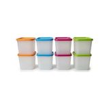 Aesco Alaska 8'li Derin Dondurucu Saklama Kabı Seti - 380 ml Kar Tanesi Desenli Erzak Kabı - Kırılmaz Esnek Yapı, Bpa Free (4 Renk x 2 Adet)