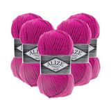 Aesco Alize Süperlana Maxi El Örgü Ipi,%75 Akrilik%25 Yün, 5'li Paket, 100G/100M, 8-10 Numara Şiş Için, Hırka ve Kazak Örgüsüne Uygun (149 Fuşya) - 41 Delft Blue