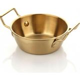 Aesco Amberhaus Gold Renk Paslanmaz Çelik Mini Sahan ve Sunumluk - Kulplu Metal Kahvaltılık, Sosluk ve Meze Tabağı - Mat Altın Görünümlü Servis Tavası (10 Cm) - 0,5 kg