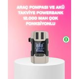 Aesco Araç Hava Pompası ve Akü Takviye Powerbank 12.000 Mah Çok Fonksiyonlu