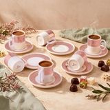 Aesco Aryıldız Nova 12 Parça 6 Kişilik Kahve Fincan Takımı Pembe 90 ml - 00-Siyah - Beyaz