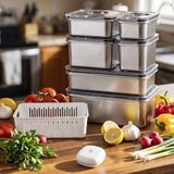 Aesco Aryıldız Vacuum & Fresh Çelik 14 Parça Saklama Kabı Seti - Abanoz
