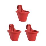 Aesco Askılı Balkon Saksı 20 Cm, 3 Litre 3 Adet Kırmızı