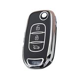 Aesco Autohan Keys Megane 4 Joy, Clio 5, Captur, Taliant Express Için 3 Butonlu Nano Anahtar Kılıfı, Siyah-Gümüş