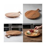 Aesco Ayaklı Akasya Sunum Tabağı ve Servis Tahtası (40X30 Cm) | Doğal Ahşap Modern Peynir, Şarküteri, Pizza ve Kahvaltı Tahtası | Saplı ve Yükseltilmiş Ayaklı Sunumluk