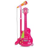 Aesco Ayaklı Mikrofonlu Rock Gitar Seti - Pembe Renk