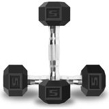 Aesco Balelinko Altıgen Dambıl Serbest Ağırlık Seti Metal Saplı Kauçuk Kaplı Katı Dökme Demir Altıgen Dambıl, 5 Lb