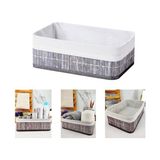 Aesco Bambu Çok Amaçlı Saklama Kutusu Düzenleyici Büyük Boy Organizer, Dekoratif Bambu Düzenleyici Gri (33X23X12CM)