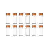 Aesco Bambu Kapaklı Cam Baharatlık Seti 12 Adet, Şeffaf Kare Baharat Kavanozu, Plastik Delikli Iç Kapaklı Kontrollü Döküm Sistemi, 11X4X4 cm Mutfak Düzenleyici Baharat Saklama Kabı Seti