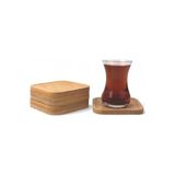 Aesco Bambu Kare Çay Tabağı Bardak Altlığı 6'lı Set | Dekoratif ve Doğal Bambu Altlık – Şık ve Dayanıklı Tasarım (10CM x 10CM) - 0,5 x 7 cm