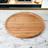 Aesco Bambu Lüx Yuvarlak Servis 30 * 30CM, Sunumluk & Çerezlik Sunum Tabağı - 0,60 x 19 x 29 cm