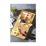 Aesco Bambu Peynir Sunum Tabağı, 3 Parça Peynir Bıçağı ve Çatalı Seti, Toplam 4 Parça, Doğal ve Şık Bambu Peynir Tabağı, Kaliteli Sunum Seti 38X19 cm Ebatlarında - 0,5 x 7 cm