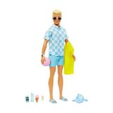 Aesco Barbie Bebek ve Aksesuarlar Deniz Şortu ve Plaj Temalı Aksesuarları Olan Sarışın Ken Bebek HPL74