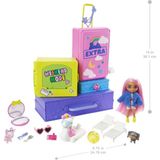 Aesco Barbie Extra Mini ve Hayvan Dostları'nın Seyahat Maceraları Oyun Seti, 2 Yavru Köpek ve Barbie Extra Mini Bebek, Havuz, Kaydırak, Parti Salonu ve Aksesuarlar, 3 Yaş ve Üzeri HDY91 - Ahşap