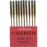 Aesco Beıssel Beissel DVX63 Sanayi Tipi Reçme Makinesi Iğnesi 11/75 Numara Altın Ses Uçlu 10 Adet (1 Paket)