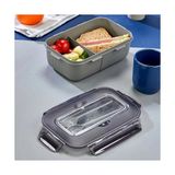 Aesco Beslenme Kutusu, 2 Bölmeli Lunch Box, Kaşık ve Çatal Dahil, Bpa Free, Kilitlenebilir Kapak, Çatal Kaşık Bölmeli - 0,5 x 7 cm