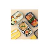 Aesco Beslenme Kutusu Iki Katlı - Paslanmaz Çelik - 1400ML (Kaşık ve Çatal) Lunch Box (Yeşil) - 0,5 x 7 cm
