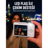 Aesco Beyaz 4K Video Kayıtlı 48 Mp Dijital Fotoğraf Makinesi Otomatik Odaklama