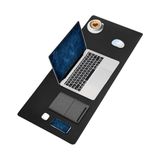 Aesco Black Deer Pu Deri Mouse Pad Dikişli Kenar Dayanıklı Büyük Boy Çift Yönlü Kullanım Ofis Masa Matı Sümen (Siyah, 70X30 L) - Ahşap