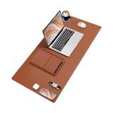Aesco Black Deer Pu Deri Mouse Pad Dikişli Kenar Dayanıklı Büyük Boy Çift Yönlü Kullanım Ofis Masa Matı Sümen(Kahverengi, 90X40 Xl) - Ahşap