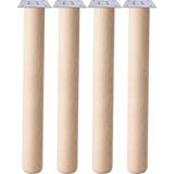 Aesco Bohem 73 cm (4 Adet) Doğal Ahşap Boyasız Silindir Sehpa Ayağı - (4 Adet) 8x8 Metal Montaj Aparatı