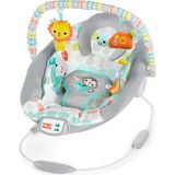 Aesco Bright Starts Comfy Ana Kucağı Yatıştırıcı Titreşimler Bebek Koltuğu - Kumaş Oyuncaklar, Müzik ve Çıkarılabilir Oyuncak Barı, 0-6 Ay, 9 Kg'a Kadar (Whimsical Wild) - Acı Kahve