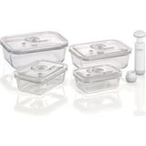 Aesco Caso 1197 Vacuboxx E-Set Vakum Kabı, 4 Adet, Vakumlu El Pompası ve Adaptör Dahil, Bpa Içermez