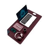 Aesco Çift Renk Dikişli Pu Deri Masa Matı 80X40 cm Mousepad, Su Geçirmez Masa Sümeni, Çift Taraflı Kullanım, Dizüstü Bilgisayar/ofis/ev Için, Kaymaz Taban (Bordo ve Indigo Mavisi)