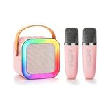 Aesco Çocuklar Yetişkinler Için Mini Karaoke Makinesi Hoparlörü, 1-2 Kablosuz Mikrofonlu Taşınabilir Bluetooth, Noel Doğum Günü Hediyeleri Oyuncaklar Kız Erkek 4, 5, 6,7, 8,9,10,11,12+ Yaş Küçük Çocuk