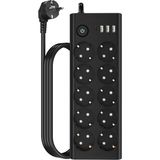 Aesco Çoklu Priz 10 Lu + 3 USB + 1 Type-C 3680W 16A Anahtarlı Akım Korumalı Uzatma Prizi (2 Metre Kablo) FTR14