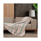 Aesco Concept Softmicro Boho Etnik Desenli Mikrofiber Koltuk Örtüsü ve Tv Battaniyesi, Koltuk Şalı, Kaymaz Turkuaz 130X180 cm