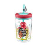 Aesco Contıgo Yüzen Ahtapot Pipetli Tritan Bardak 470 Ml, Mavi