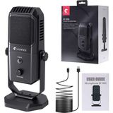 Aesco Coverzone Yanmai Profesyonel USB Condenser Mikrofon – 4 Yönlü Direktif, 20Hz-20KHz Frekans, Kulaklık Çıkışı, Tek Tuş Sessize Alma, Ses Ayarı, 15MM Stand Uyumlu SF-900
