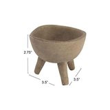 Aesco Creative Co-Op Küçük Saksı, Mat, Boz Kahverengi, Pişmiş Toprak, 7,6 cm